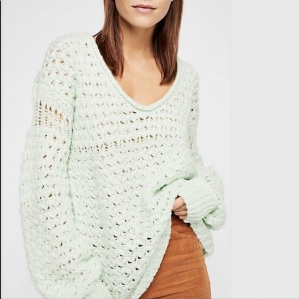 Free People Mint Green Oversized Sweater